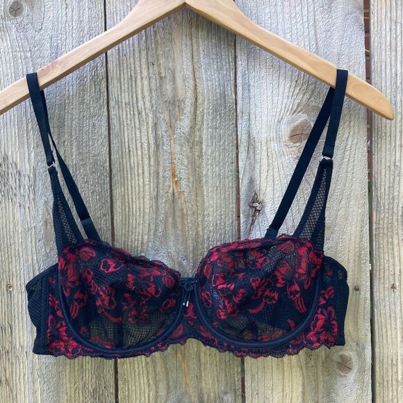Adore Me Lace Underwire Bra- Red/black - Picture 4 of 7